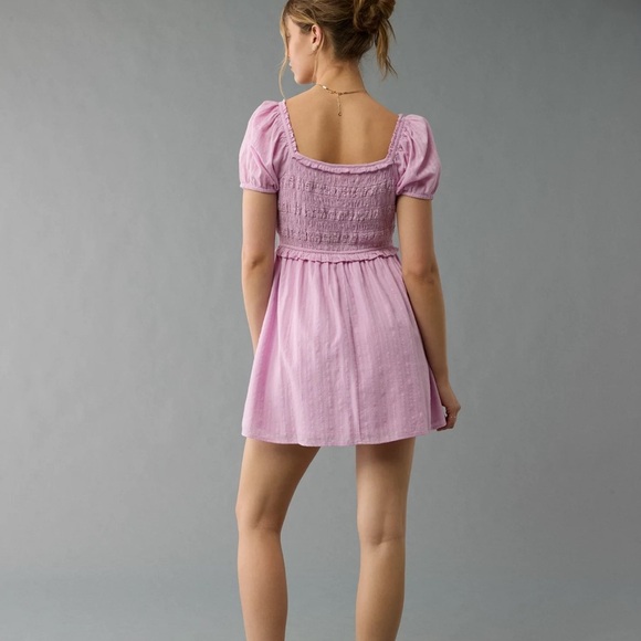 AE Pink Babydoll Dress with Pleated Skirt and Square Neck - Picture 2 of 2